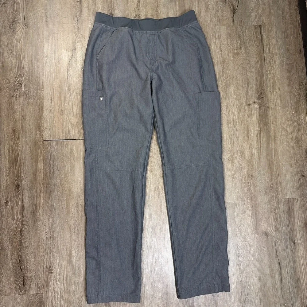 FIGS Axim Cargo Scrub Pants Mens Large Gray Straight Leg T2001 Medical
